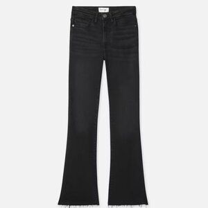 Frame Denim Le Crop Mini Boot Raw Edge Fray in Black Thorn